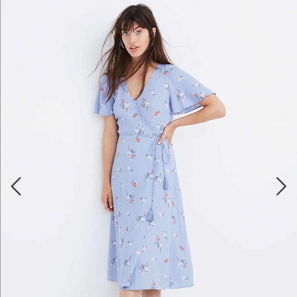 Madewell Button Wrap Midi Dress in Aloha Floral